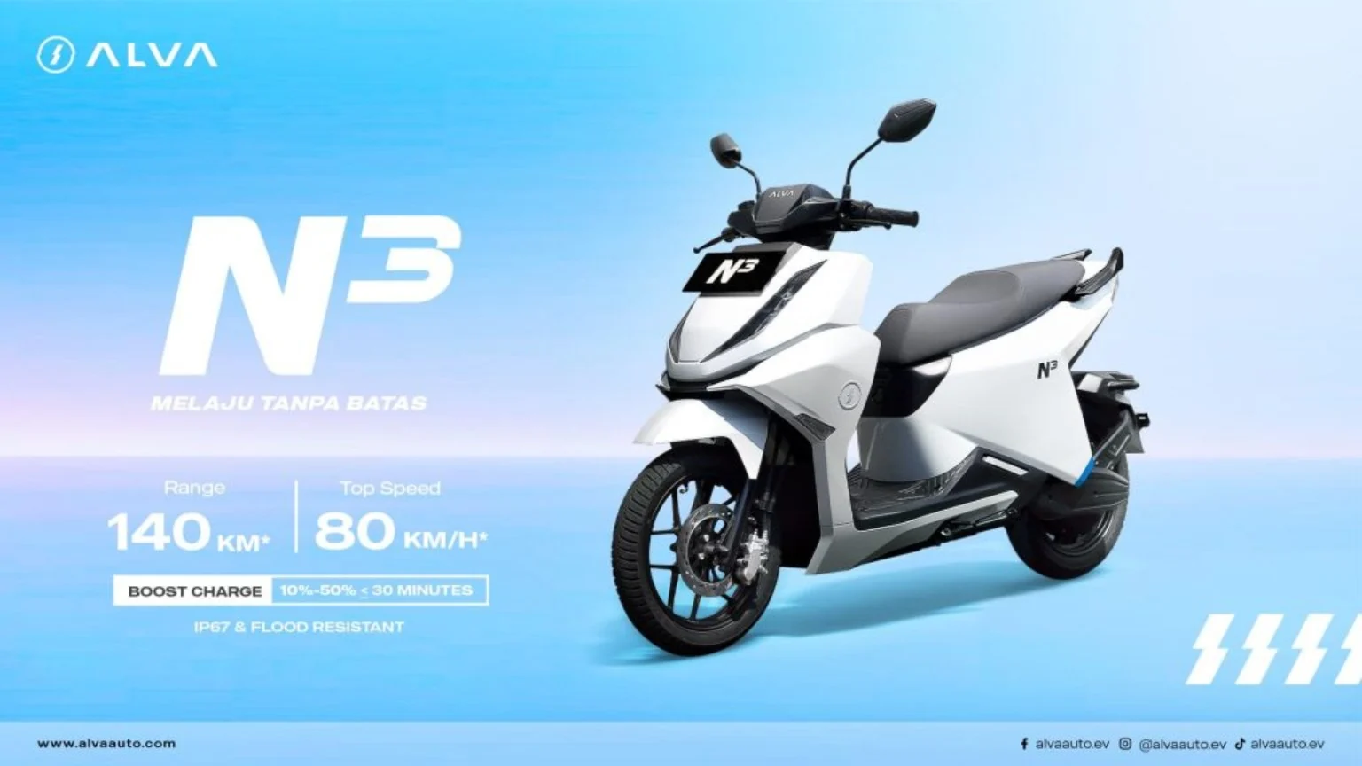ALVA N3 Next Gen motor listrik warna putih